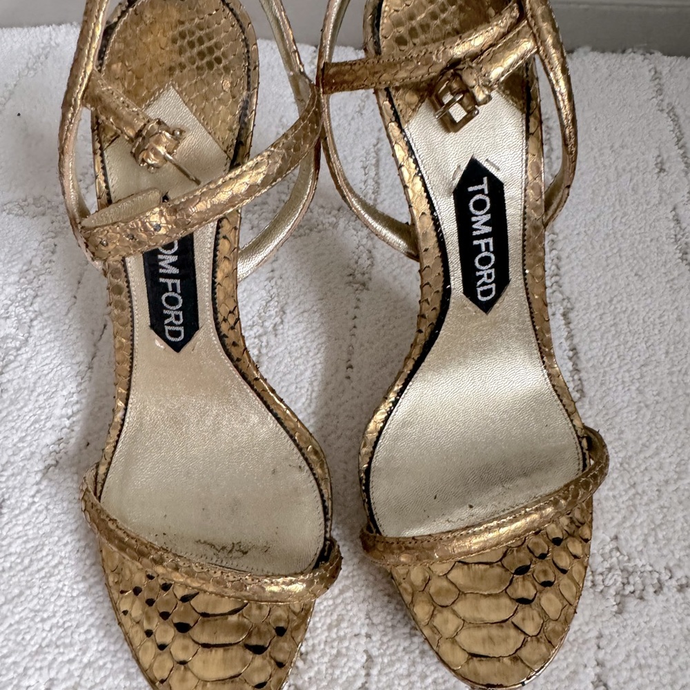 Tom Ford Gold Python Heels - image 1